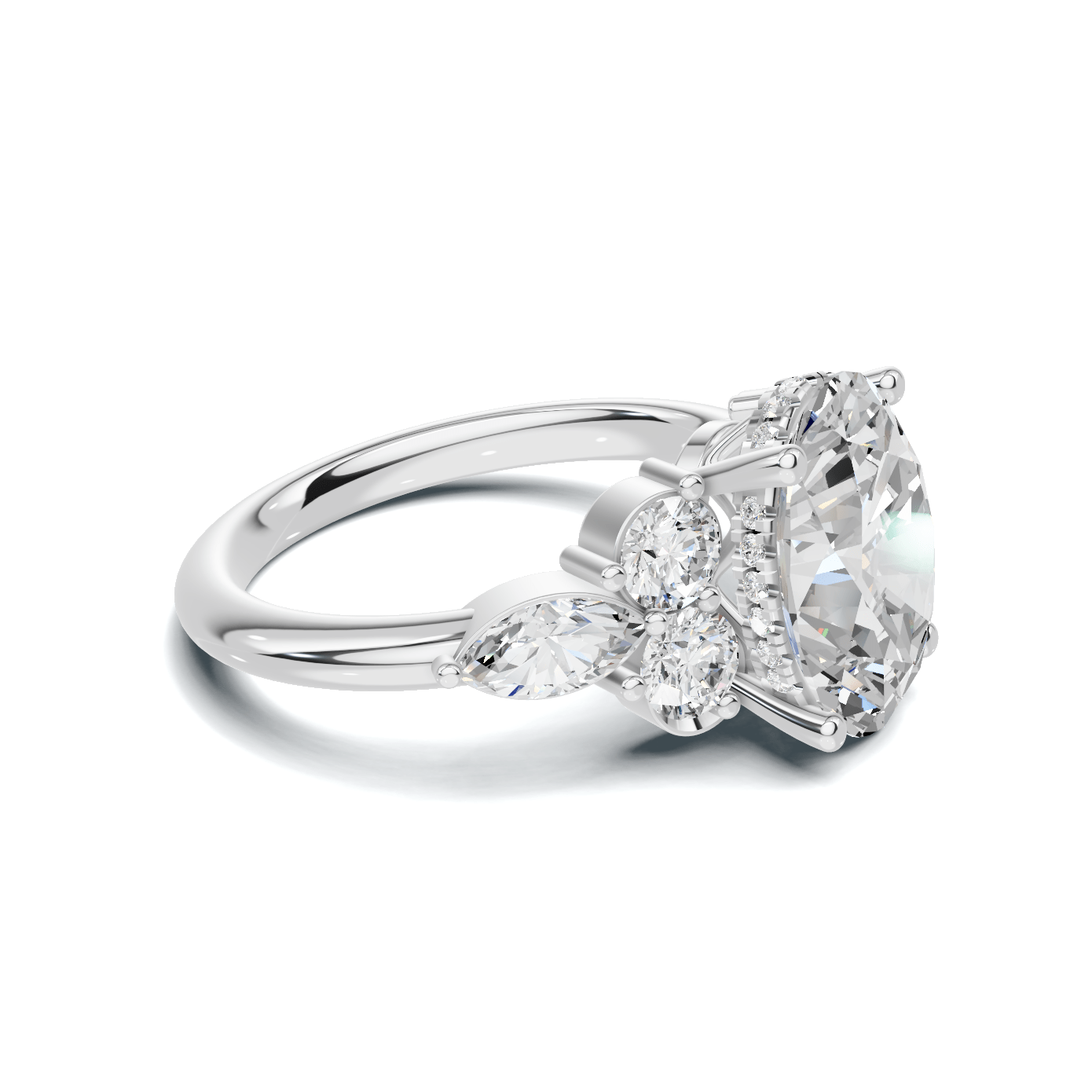 Exquisite Leaf Accent Ring 14K White Gold
