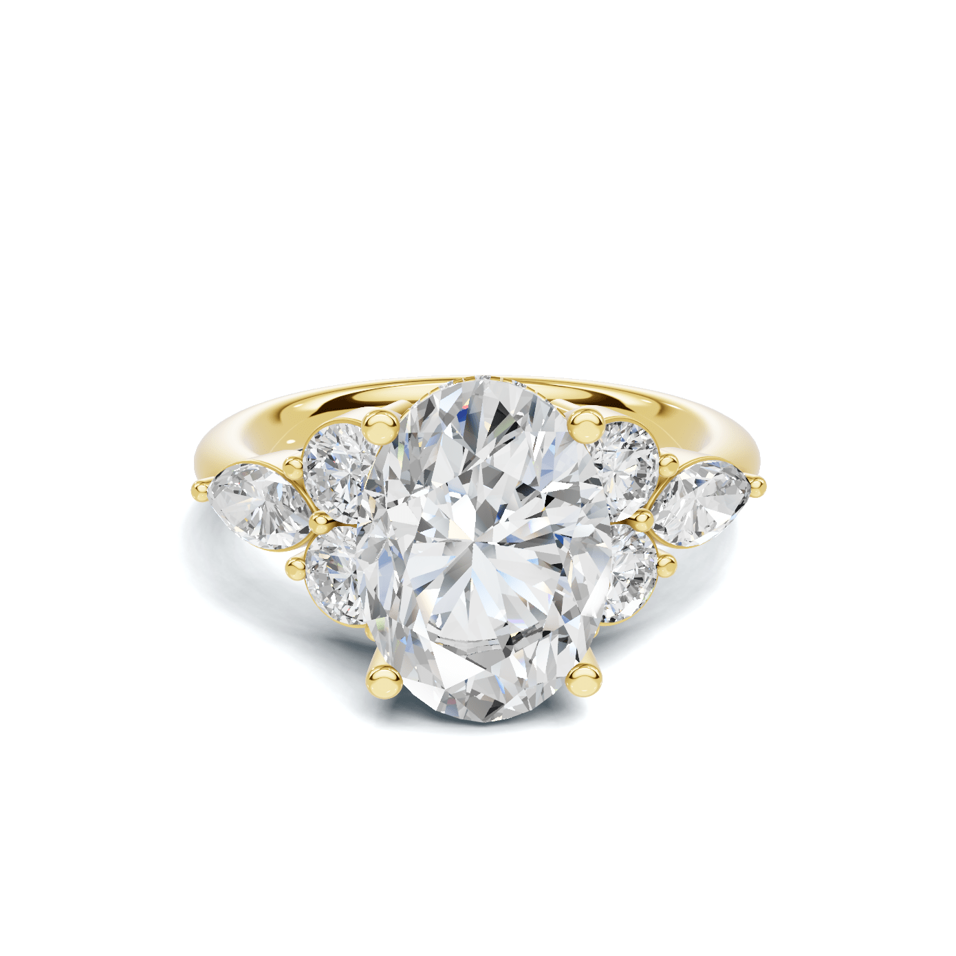 Exquisite Leaf Accent Ring 14K Yellow Gold