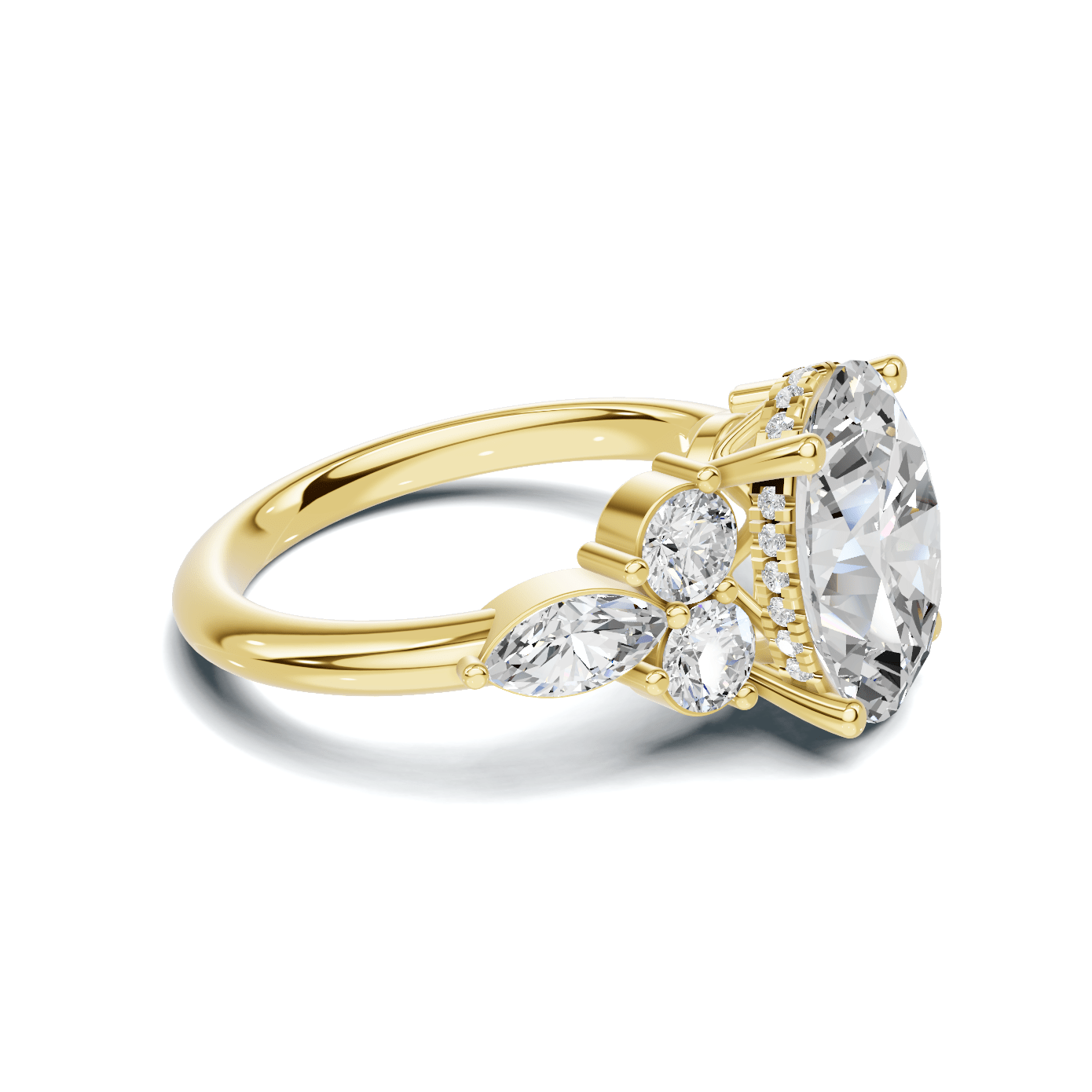 Exquisite Leaf Accent Ring 14K Yellow Gold