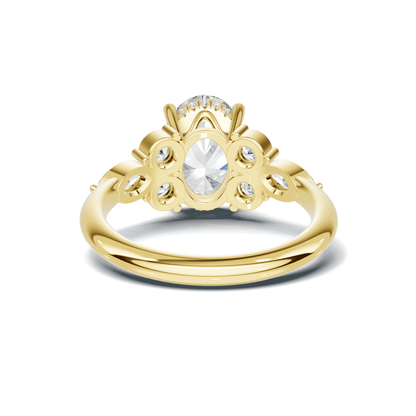 Exquisite Leaf Accent Ring 14K Yellow Gold