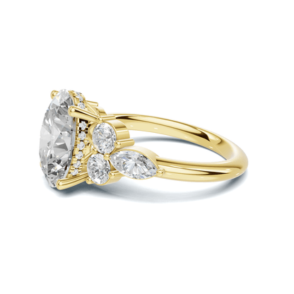 Exquisite Leaf Accent Ring 14K Yellow Gold