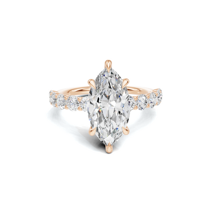 Exquisite Marquise Statement Ring 14K Rose Gold