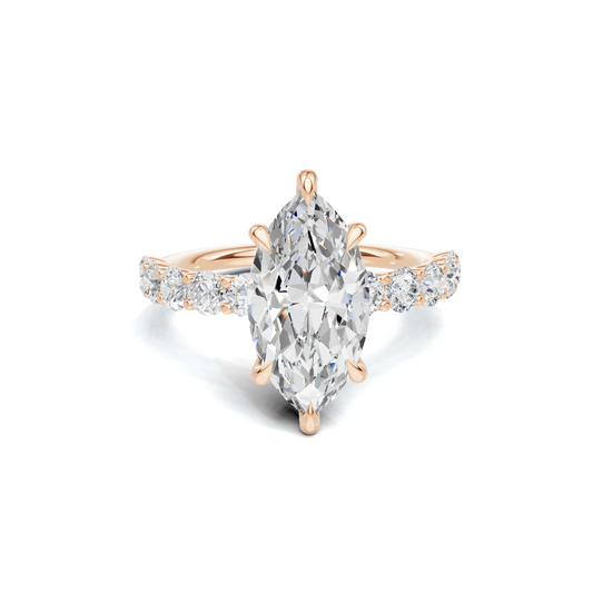 Exquisite Marquise Statement Ring 14K Rose Gold