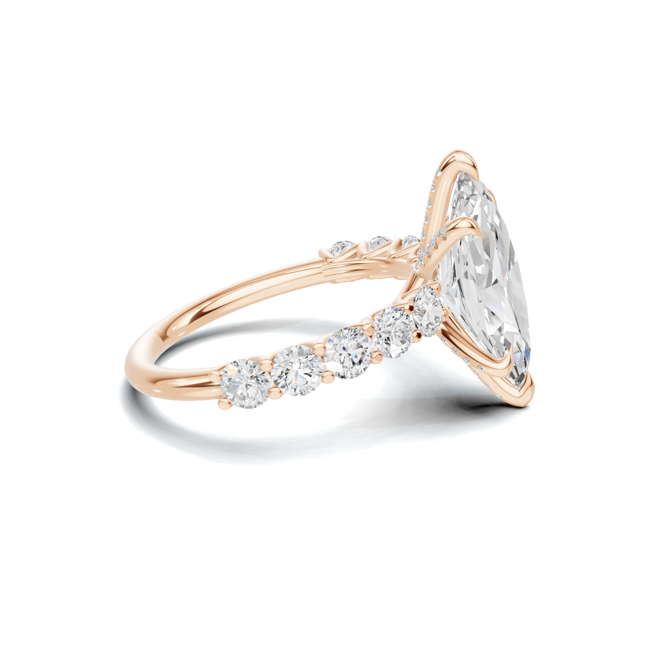 Exquisite Marquise Statement Ring 14K Rose Gold