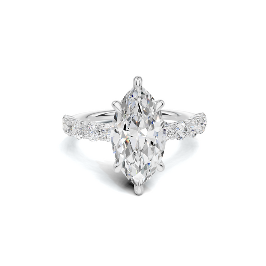 Exquisite Marquise Statement Ring 14K White Gold