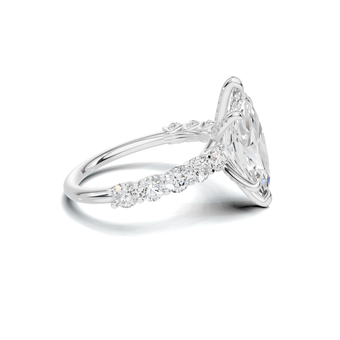 Exquisite Marquise Statement Ring 14K White Gold