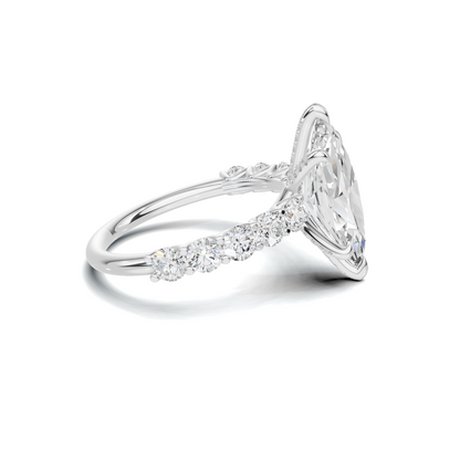 Exquisite Marquise Statement Ring 14K White Gold