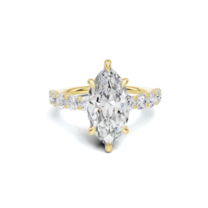 Exquisite Marquise Statement Ring 14K Yellow Gold