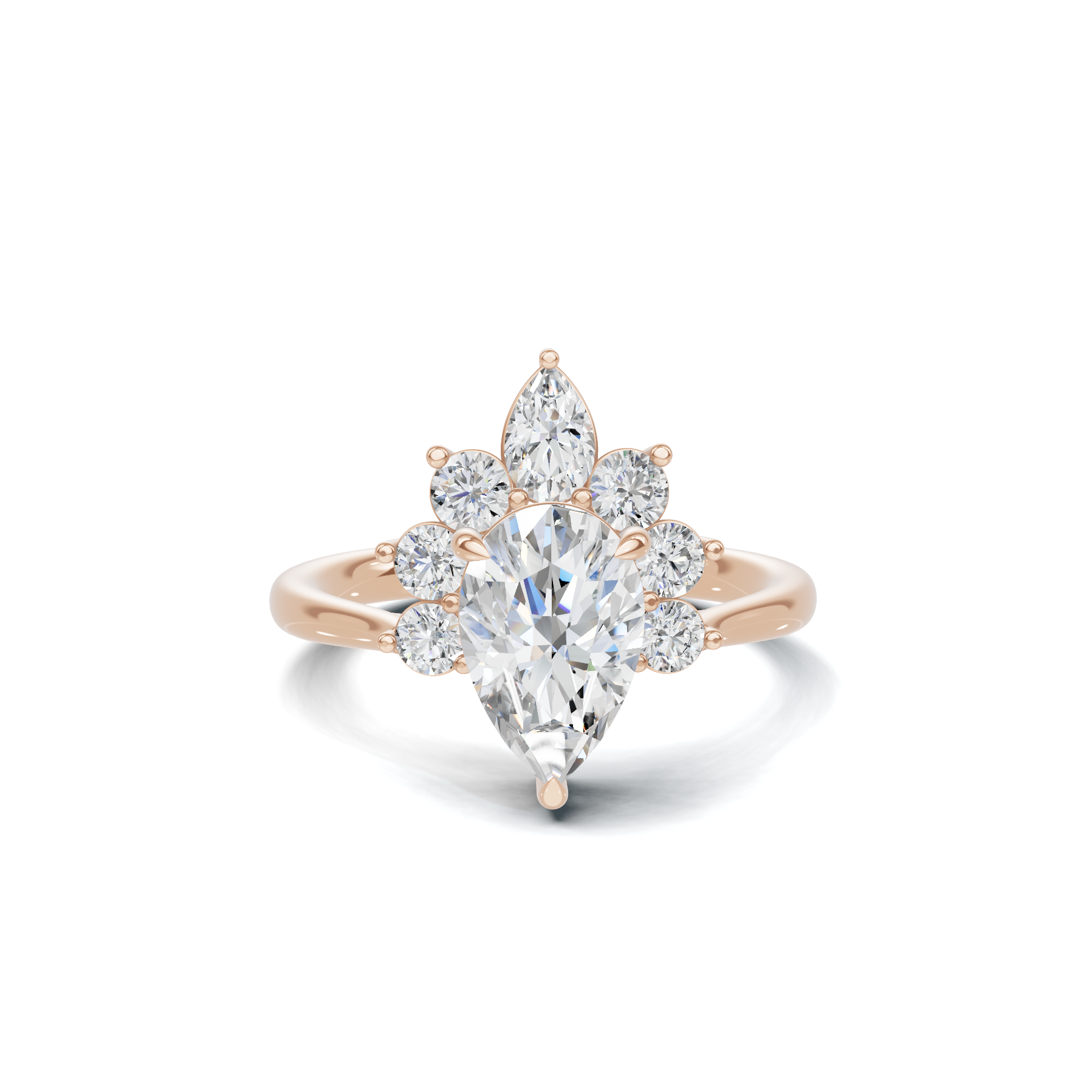 Exquisite Cluster Statement Ring 14K Rose Gold