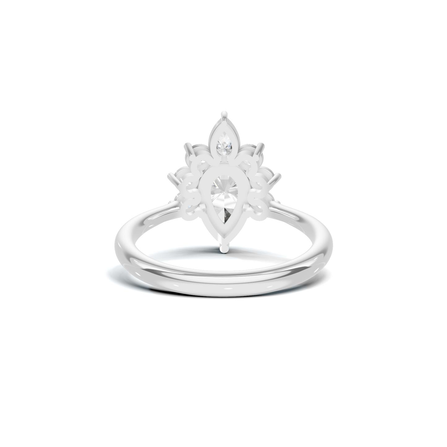 Exquisite Cluster Statement Ring 14K White Gold