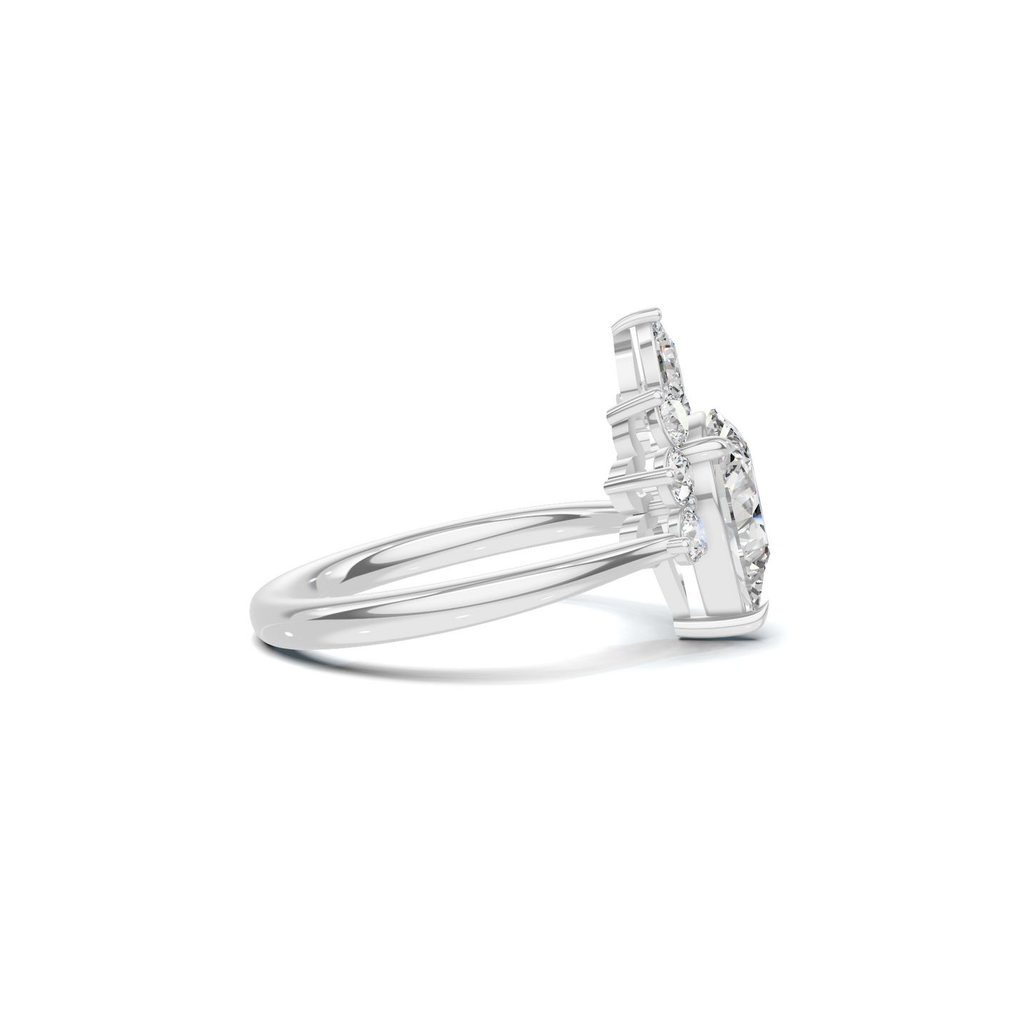 Exquisite Cluster Statement Ring 14K White Gold