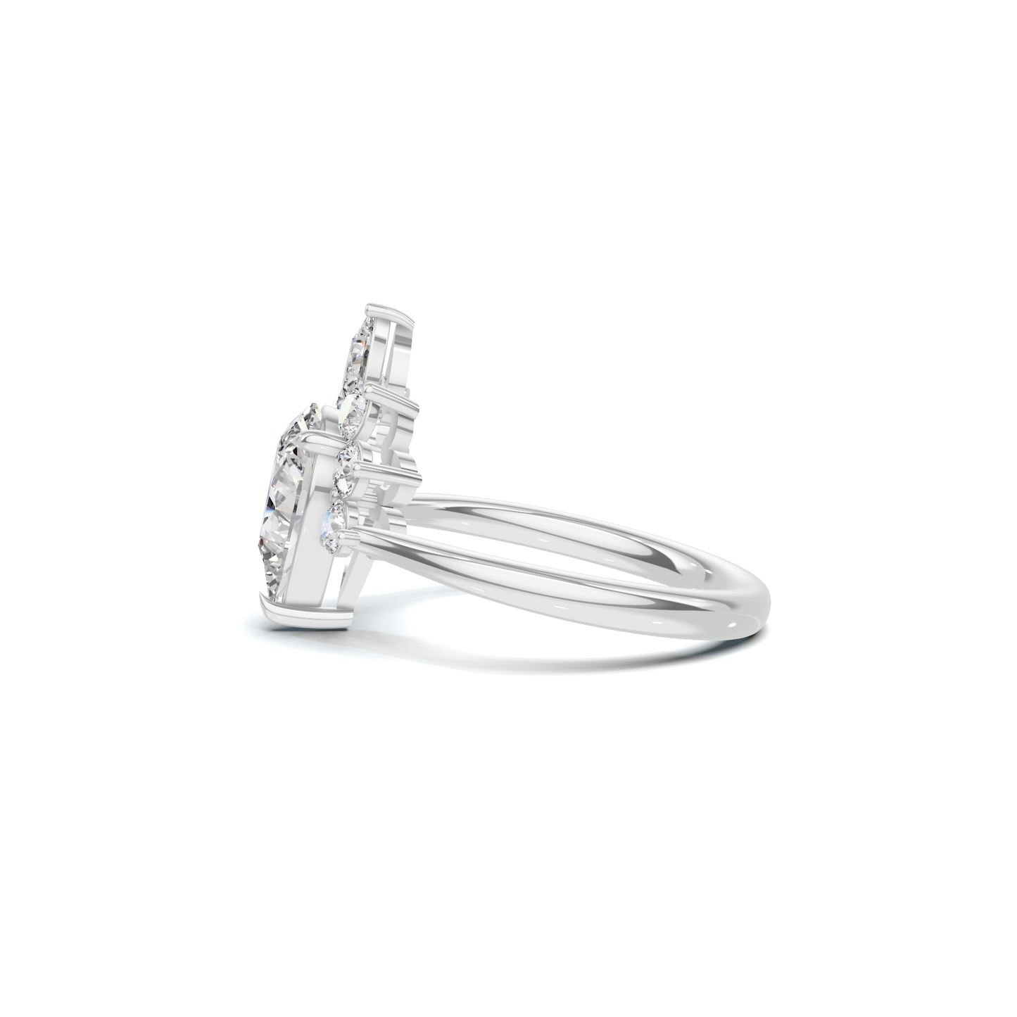 Exquisite Cluster Statement Ring 14K White Gold