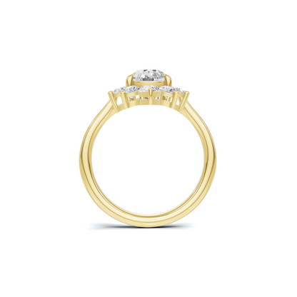 Exquisite Cluster Statement Ring 14K Yellow Gold