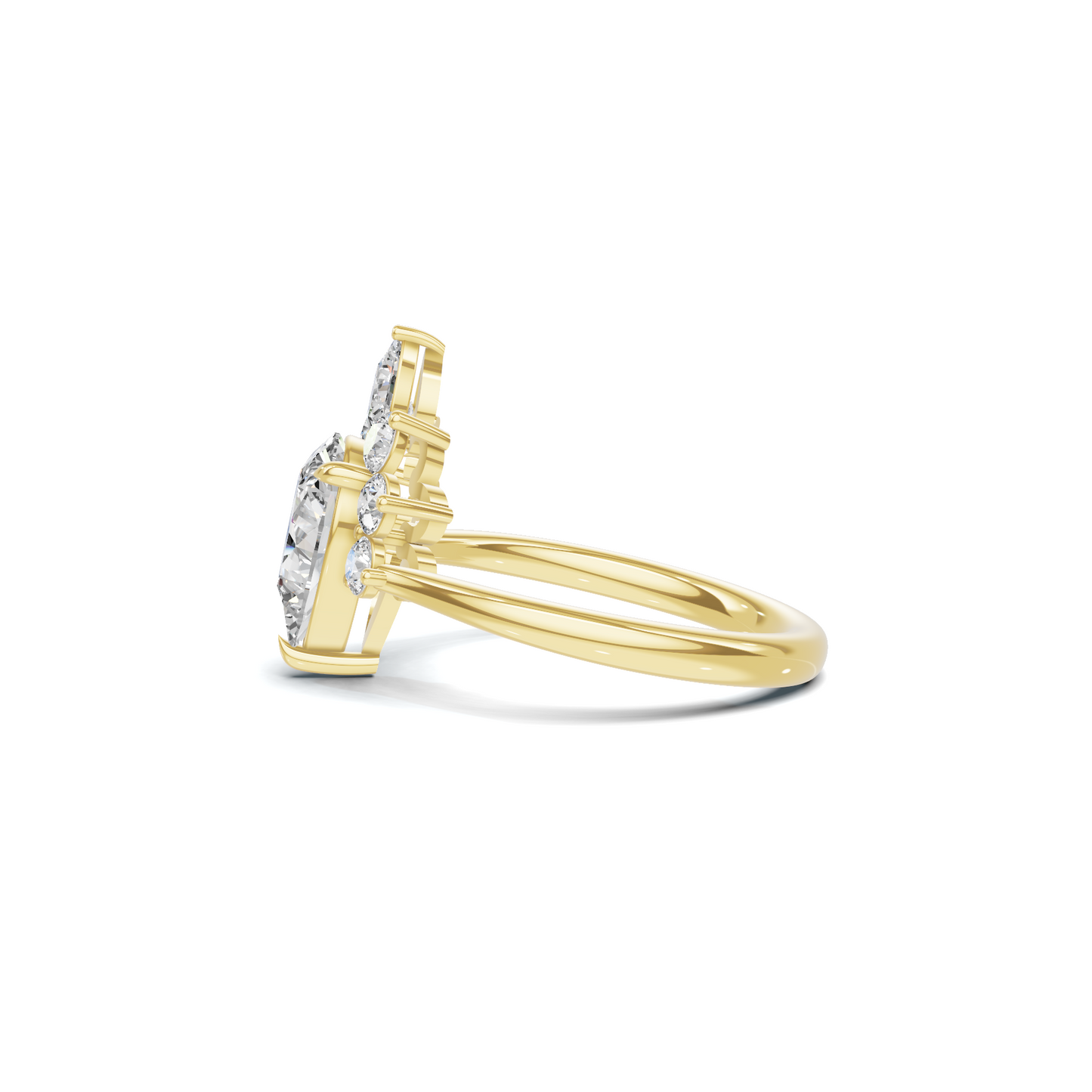 Exquisite Cluster Statement Ring 14K Yellow Gold