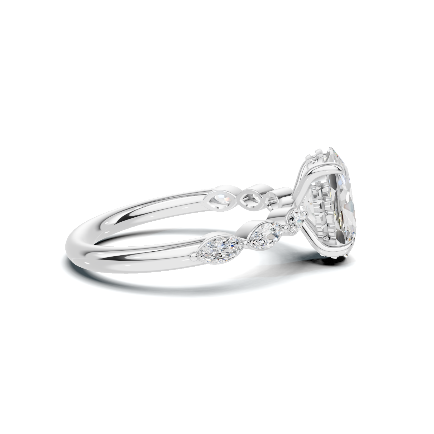 Exquisite Accented Band Ring 14K White Gold