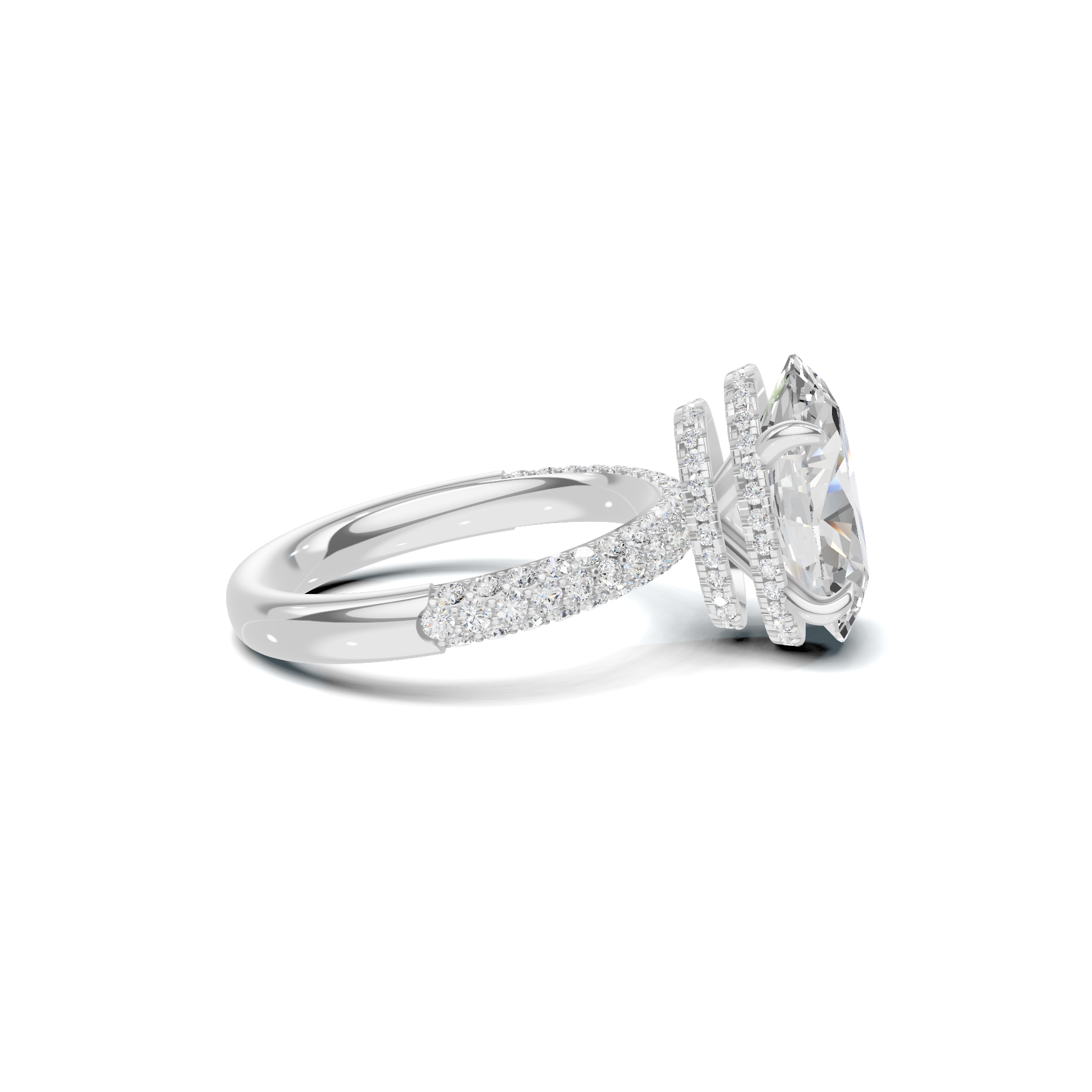 Pave Band Statement Ring 14K White Gold