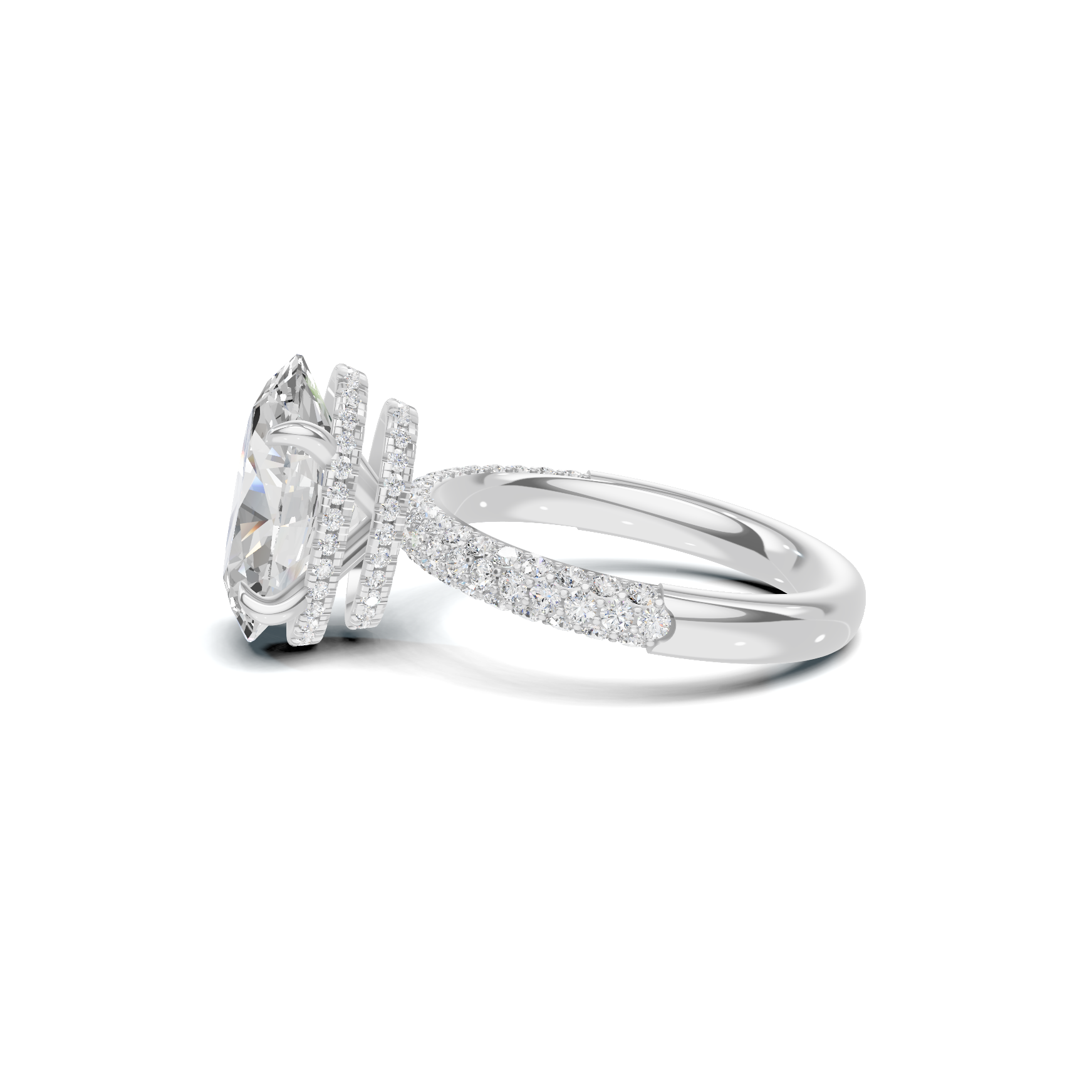 Pave Band Statement Ring 14K White Gold