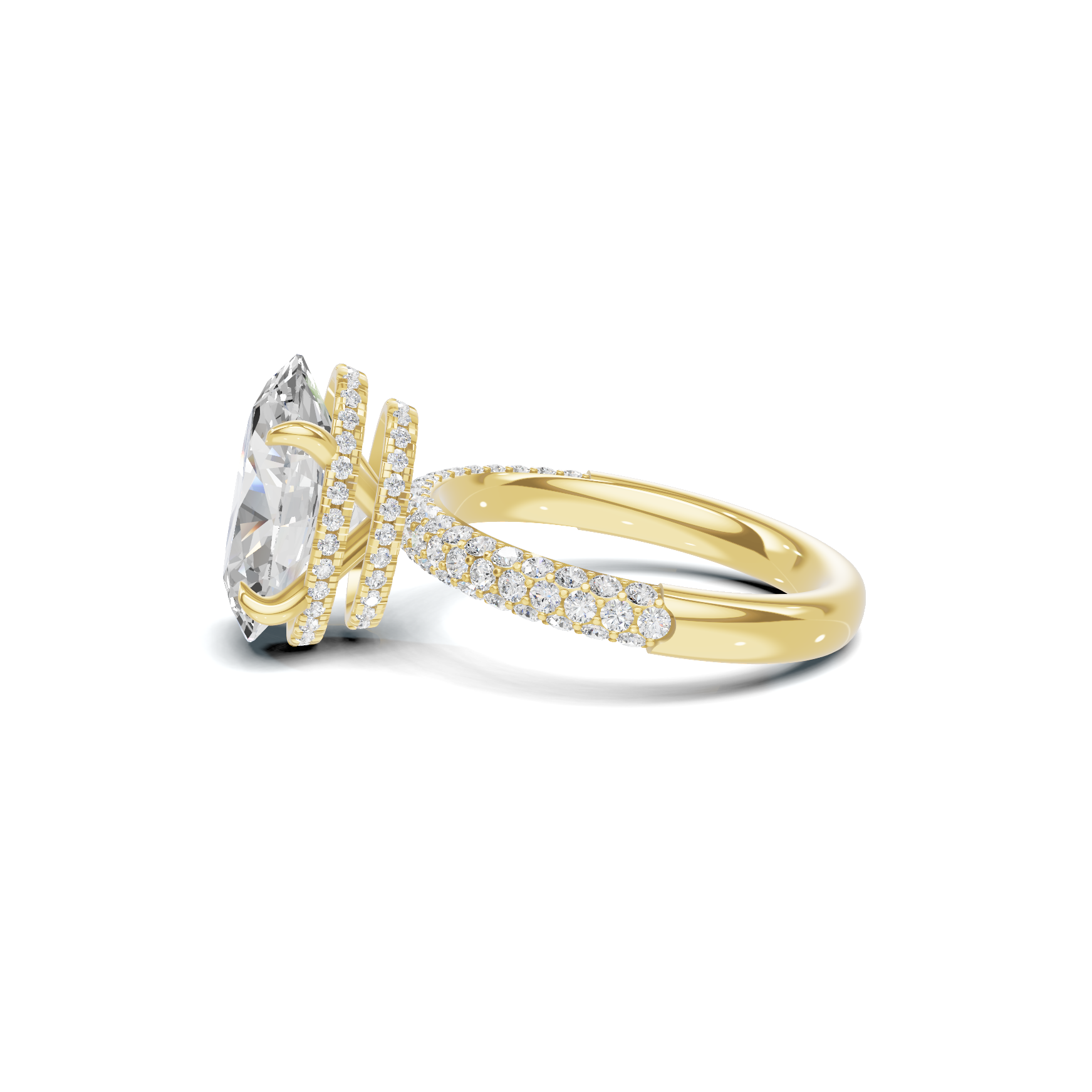 Pave Band Statement Ring 14K Yellow Gold
