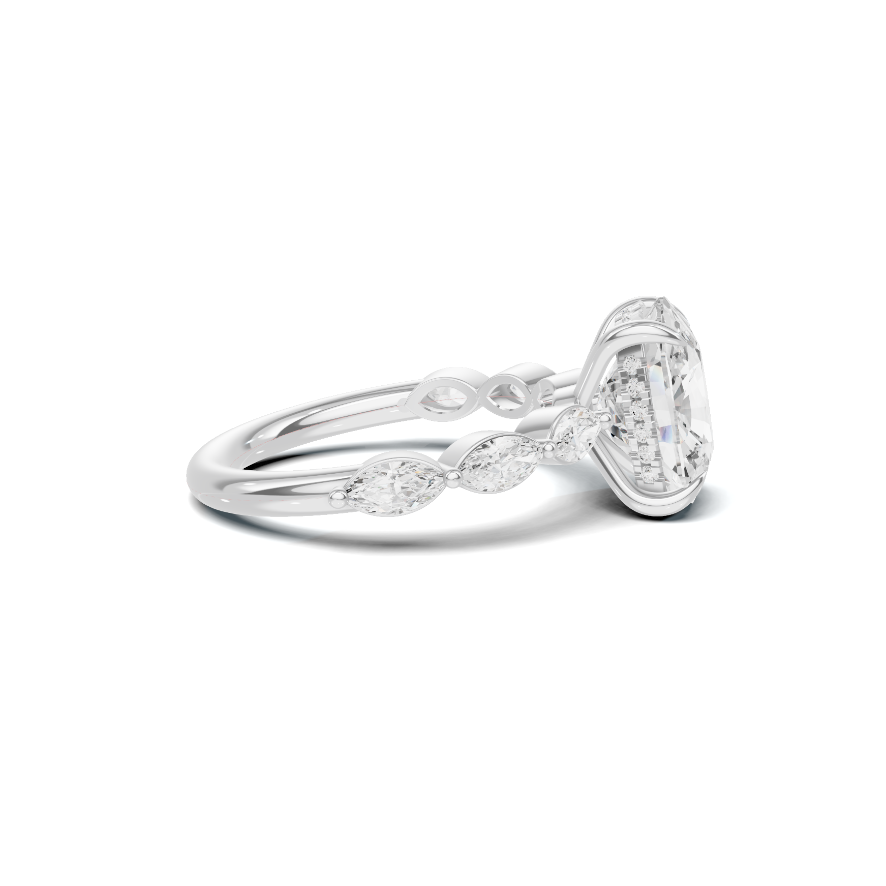 Exquisite Accented Statement Ring 14K White Gold