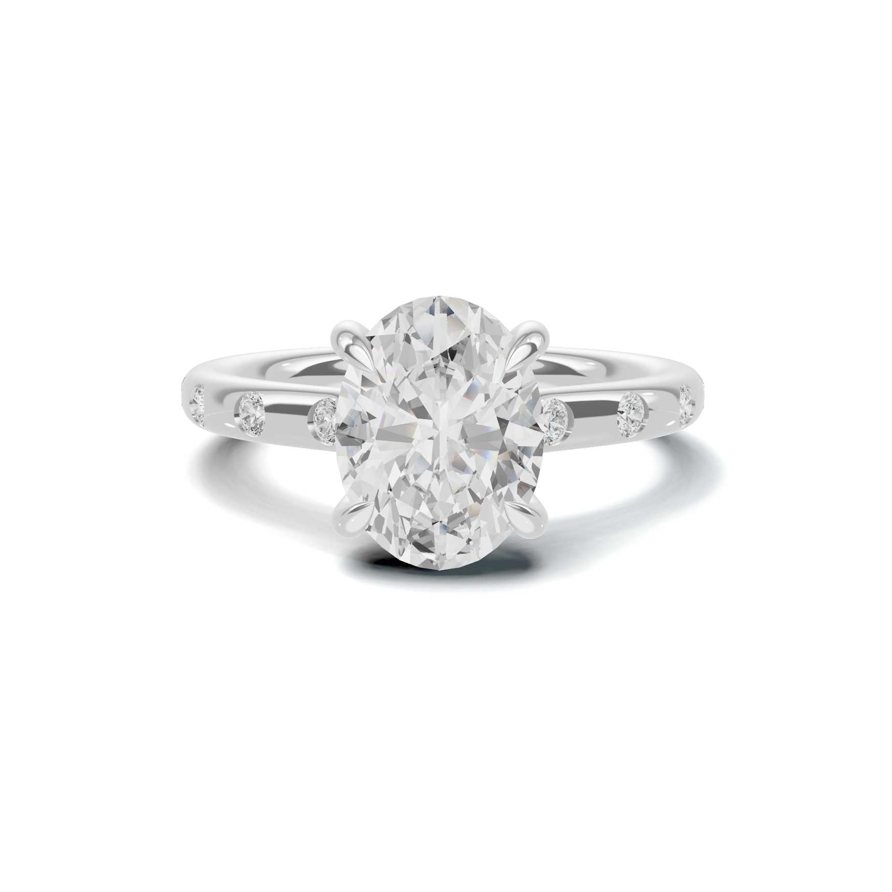 Accented Solitaire Ring 14K White Gold