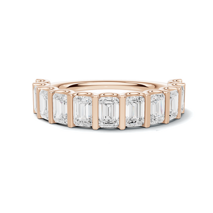 Emerald Bar Set Ring 14K Rose Gold