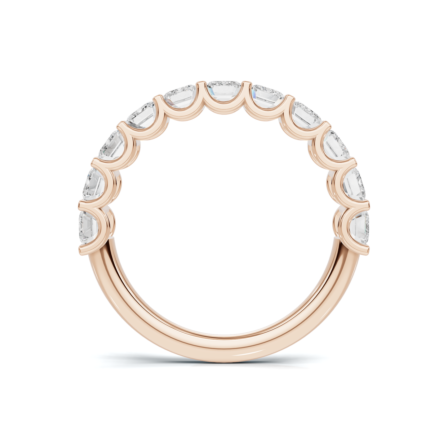 Emerald Bar Set Ring 14K Rose Gold