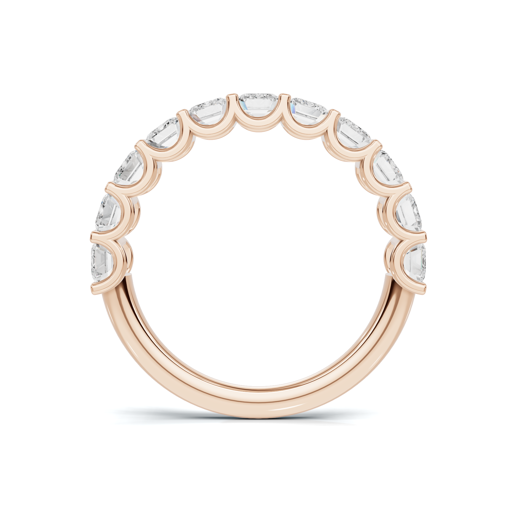 Emerald Bar Set Ring 14K Rose Gold
