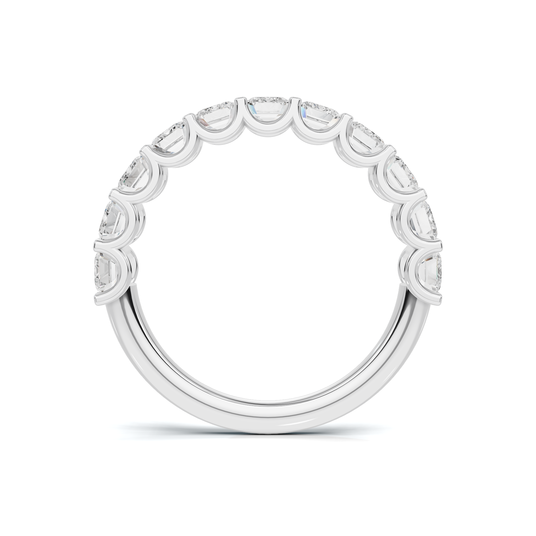 Emerald Bar Set Ring 14K White Gold