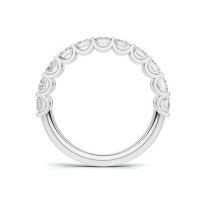 Emerald Bar Set Ring 14K White Gold