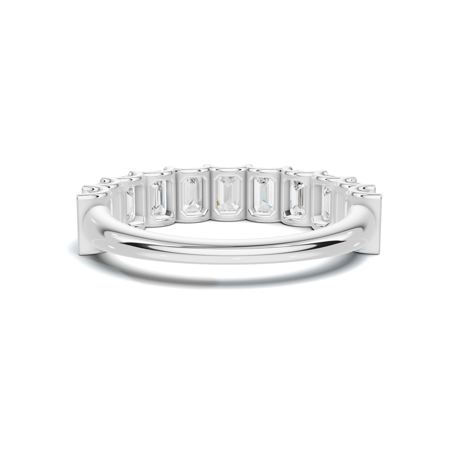 Emerald Bar Set Ring 14K White Gold