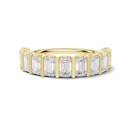Emerald Bar Set Ring 14K Yellow Gold