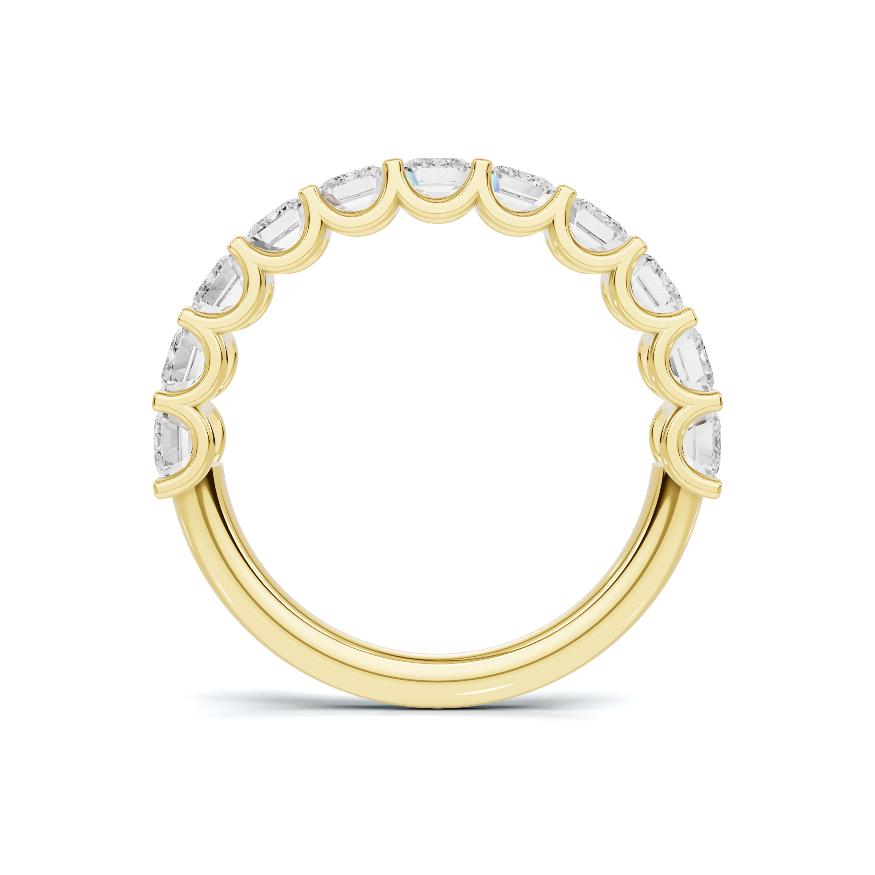 Emerald Bar Set Ring 14K Yellow Gold