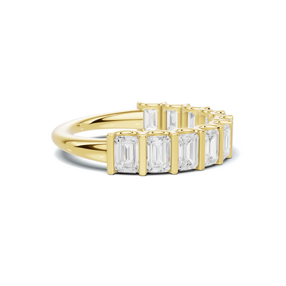 Emerald Bar Set Ring 14K Yellow Gold
