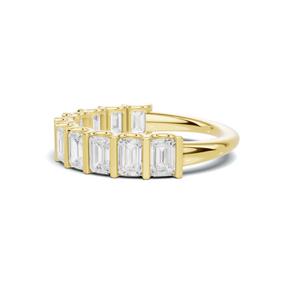 Emerald Bar Set Ring 14K Yellow Gold