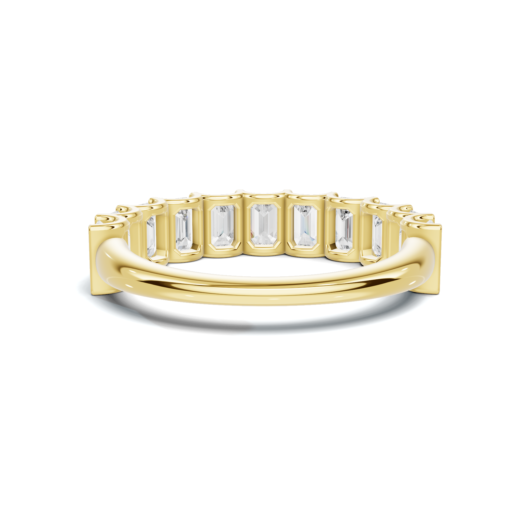 Emerald Bar Set Ring 14K Yellow Gold