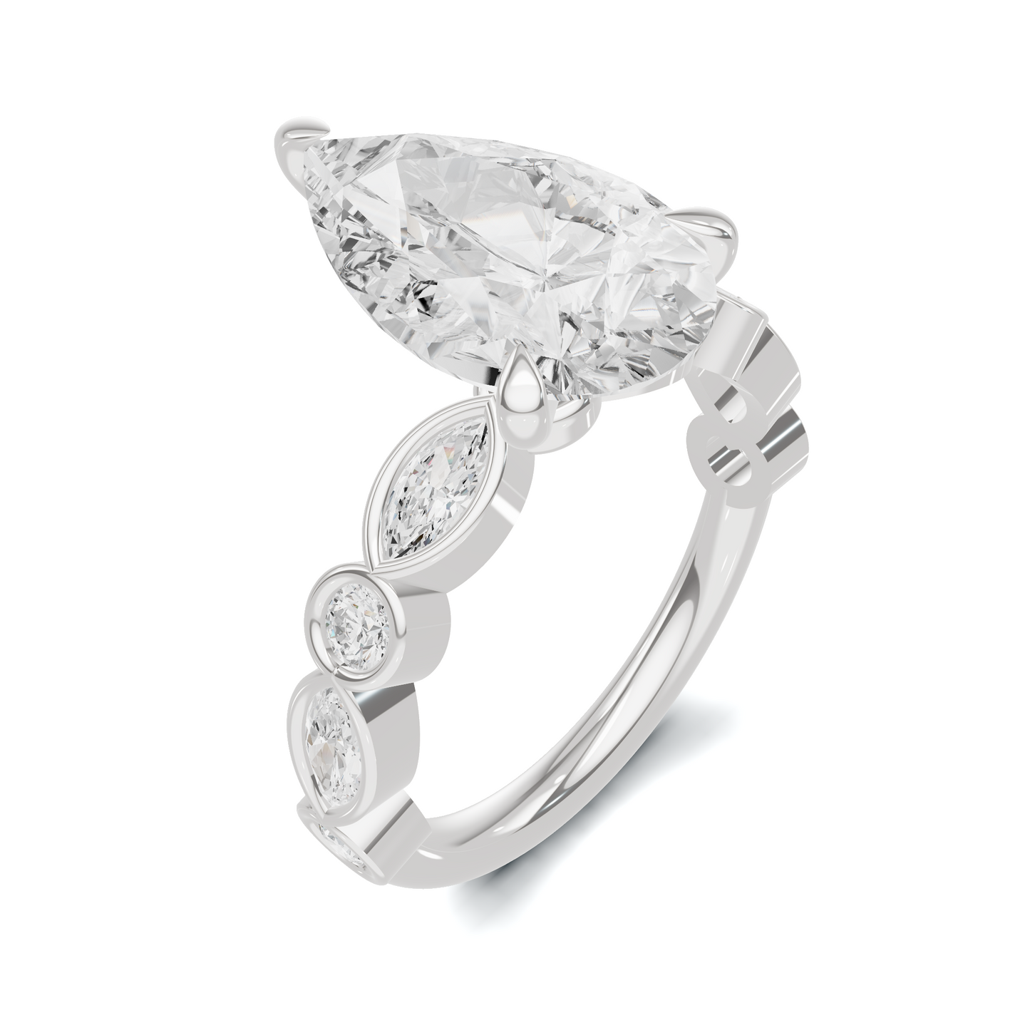 Accented Marquise Ring 14K White Gold