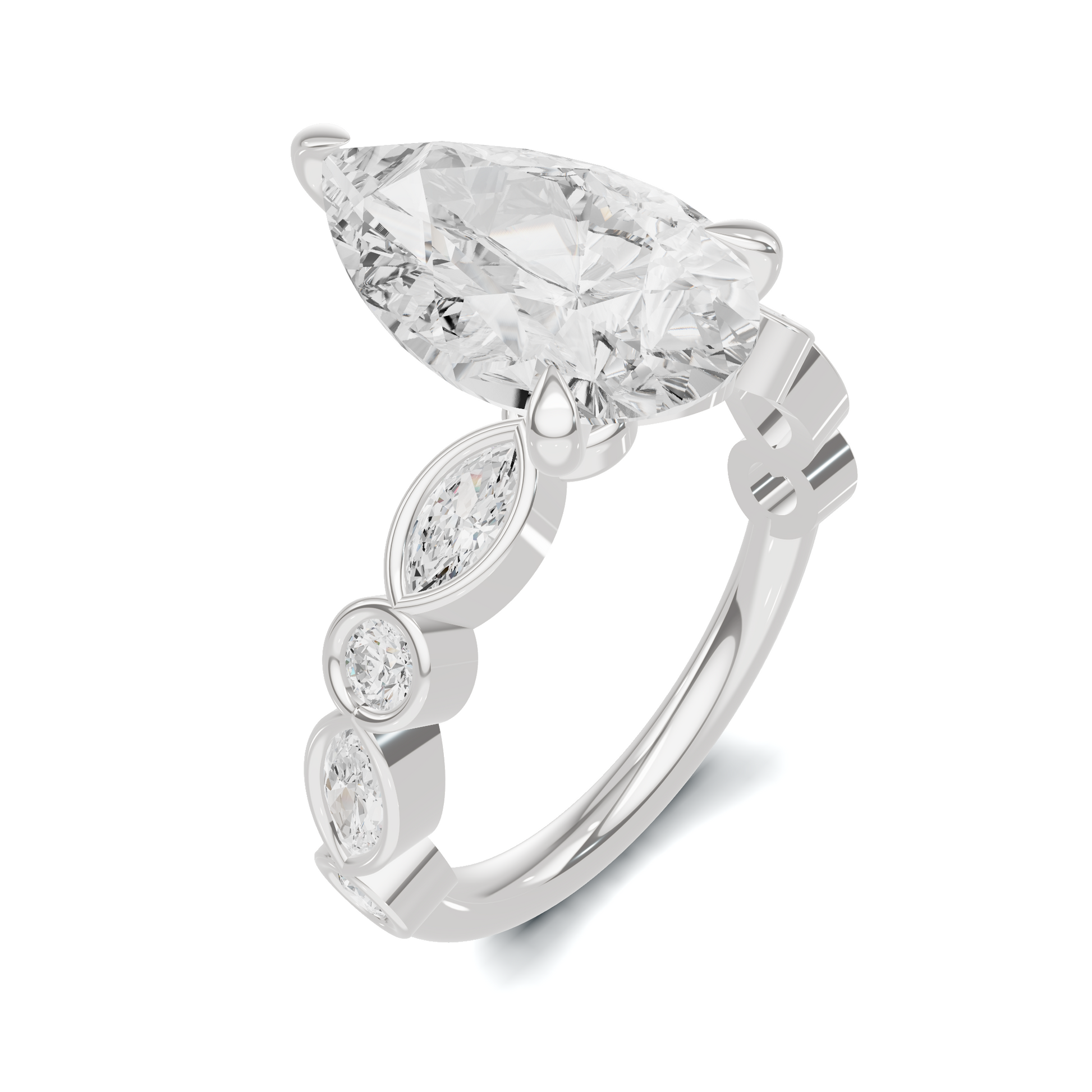 Accented Marquise Ring 14K White Gold