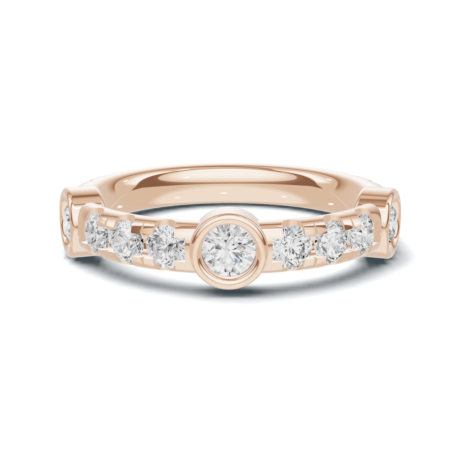 Exquisite Bezel Set Ring 14K Rose Gold