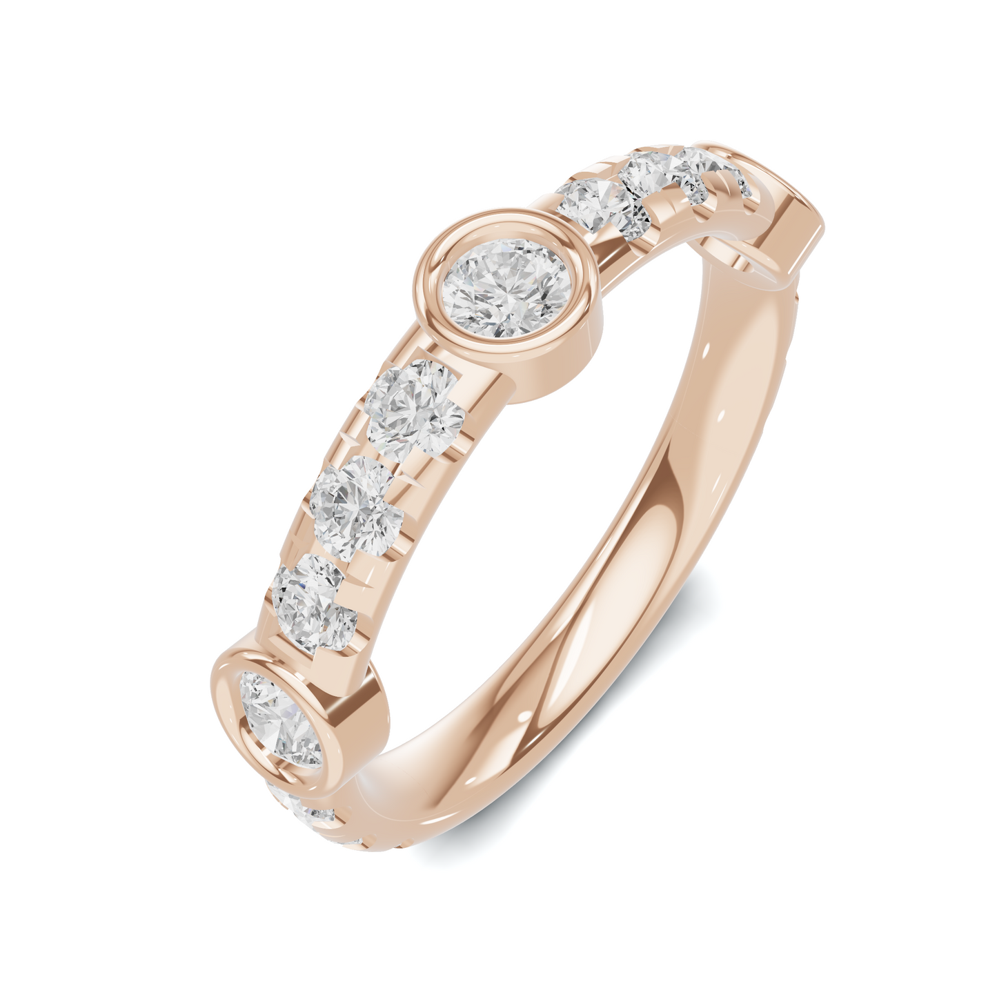 Exquisite Bezel Set Ring 14K Rose Gold