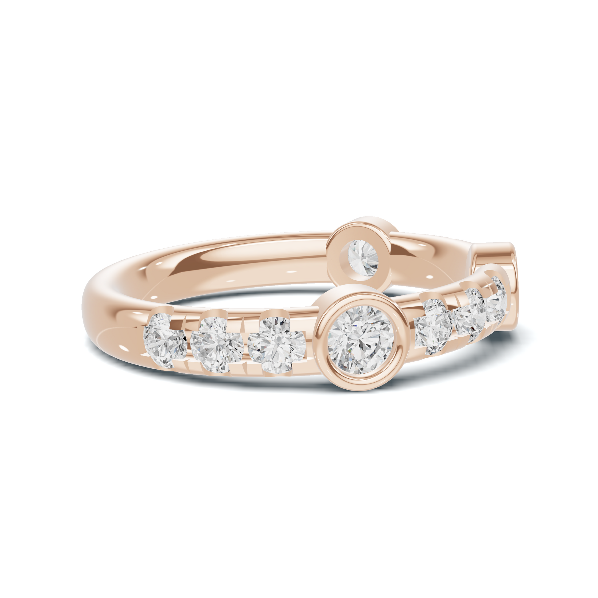 Exquisite Bezel Set Ring 14K Rose Gold