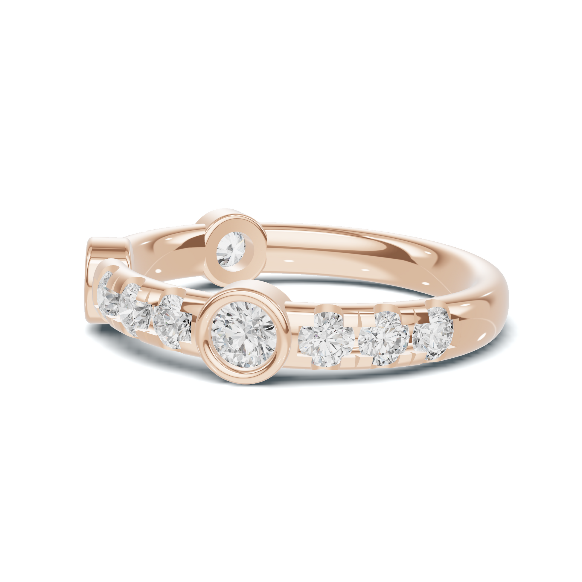 Exquisite Bezel Set Ring 14K Rose Gold