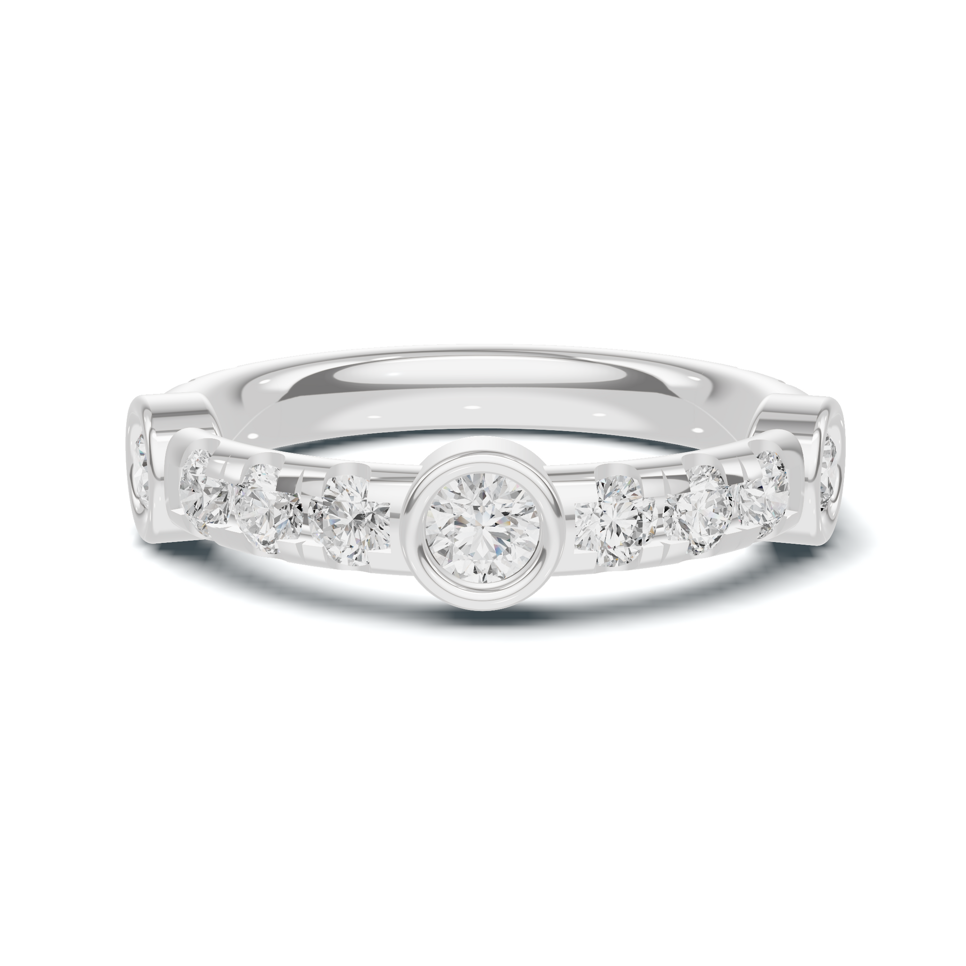 Exquisite Bezel Set Ring 14K White Gold