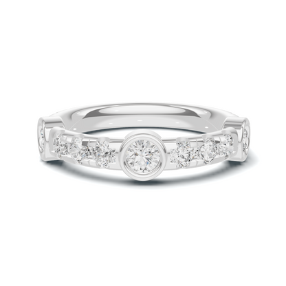 Exquisite Bezel Set Ring 14K White Gold