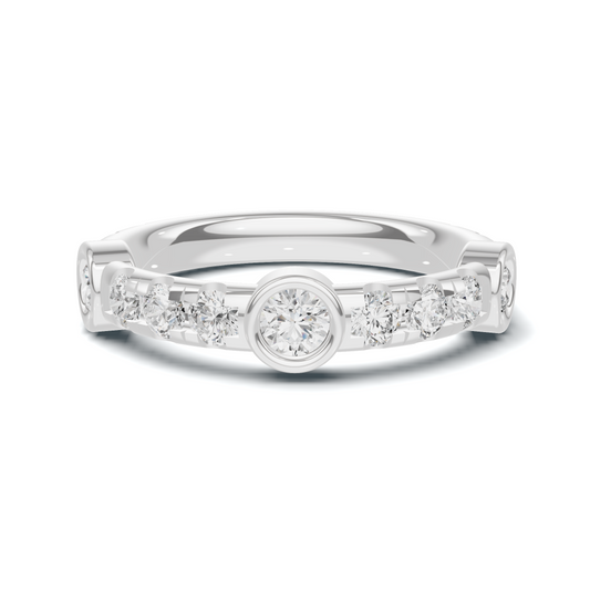 Exquisite Bezel Set Ring 14K White Gold