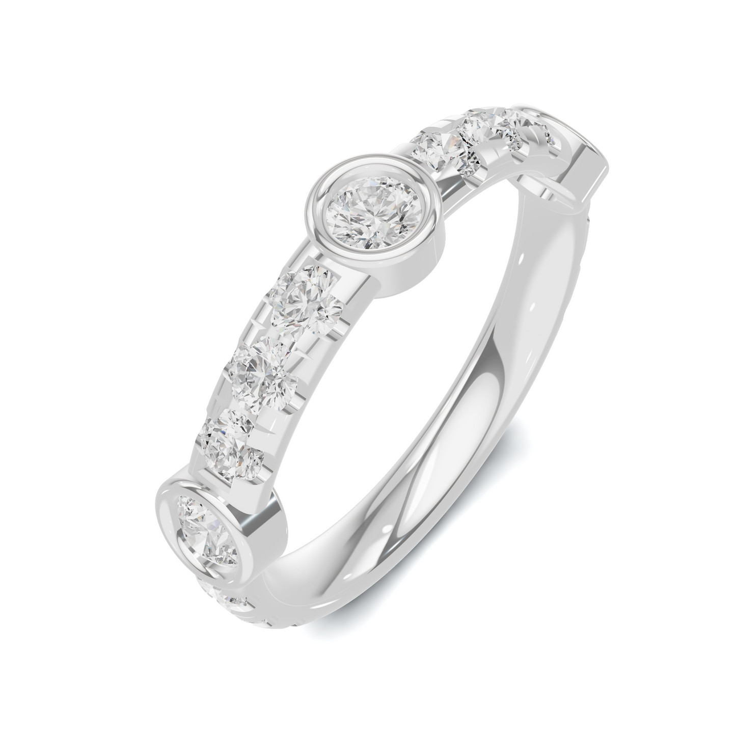 Exquisite Bezel Set Ring 14K White Gold