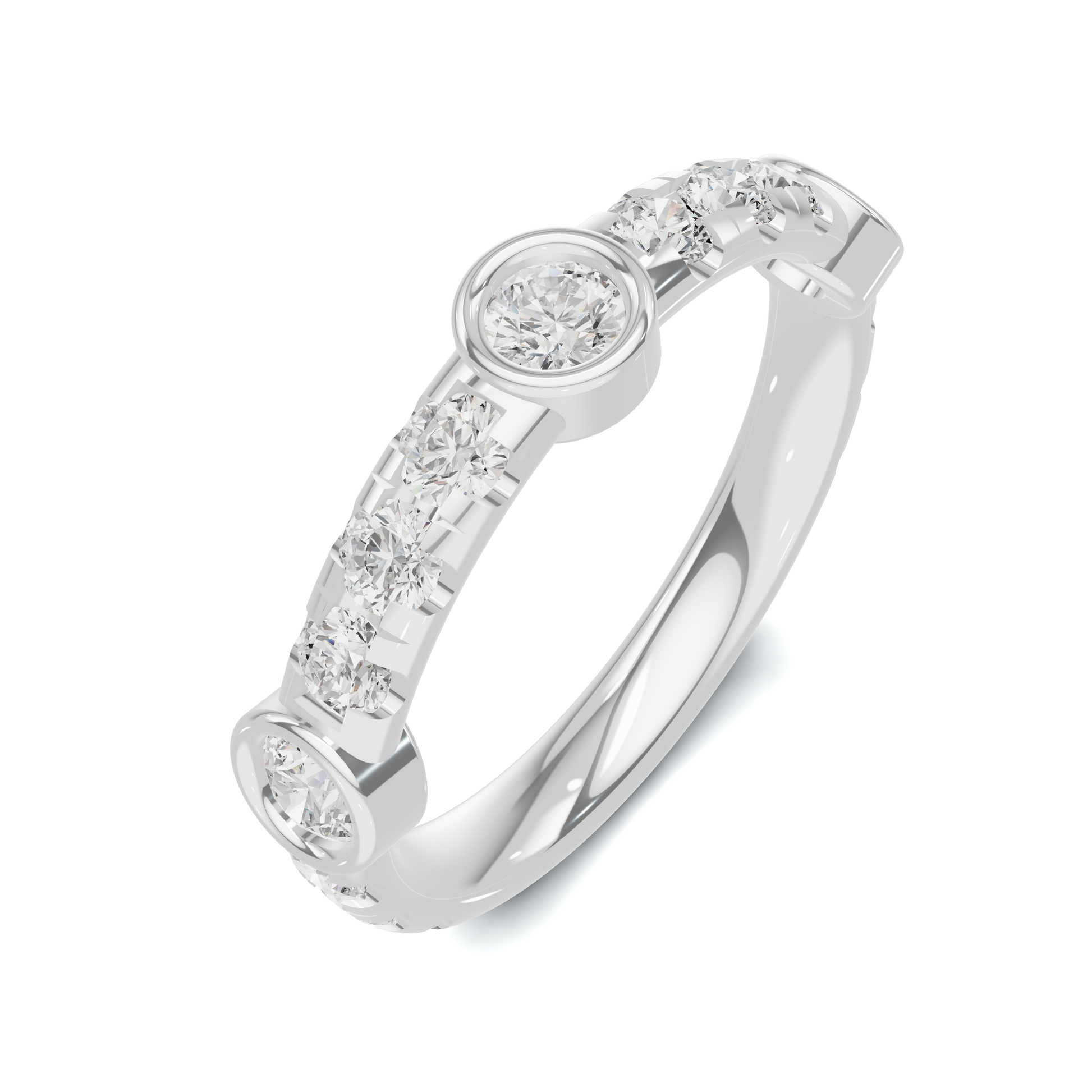 Exquisite Bezel Set Ring 14K White Gold