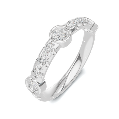 Exquisite Bezel Set Ring 14K White Gold
