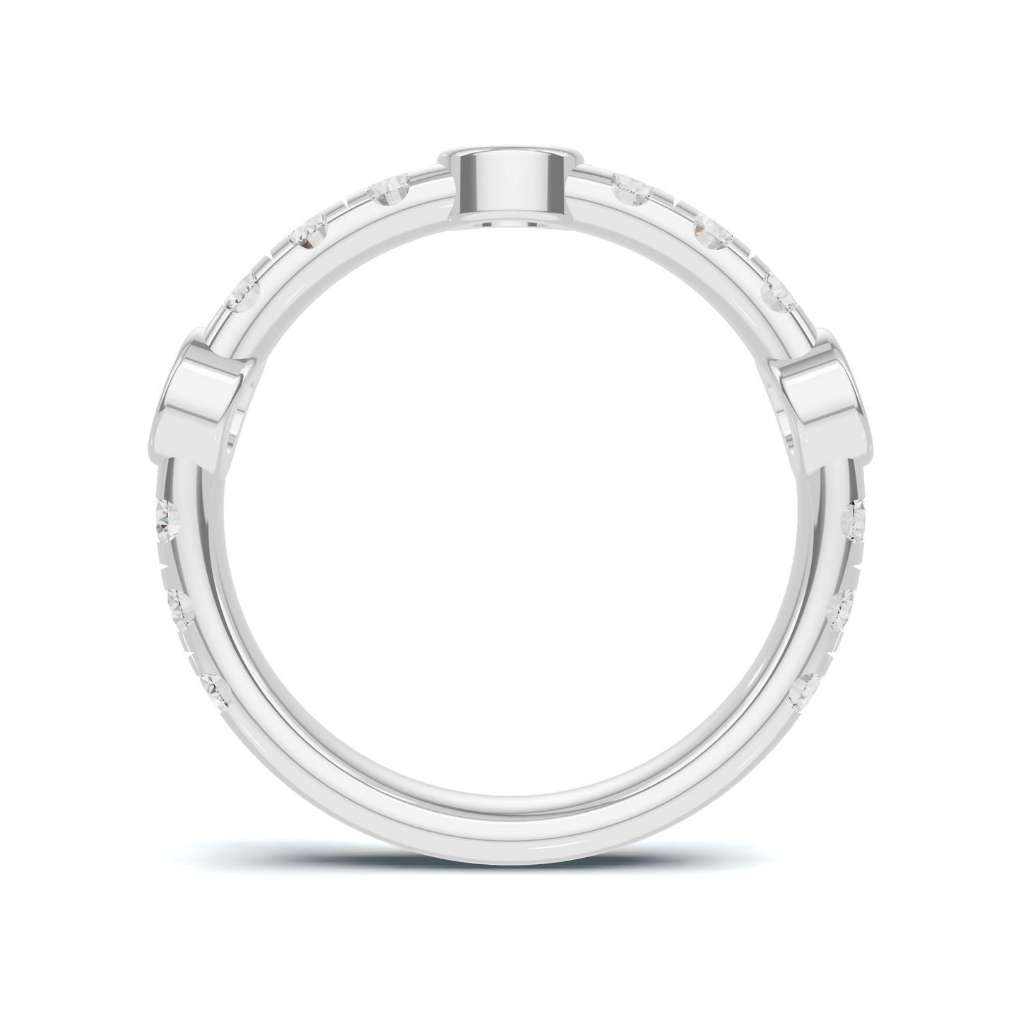 Exquisite Bezel Set Ring 14K White Gold
