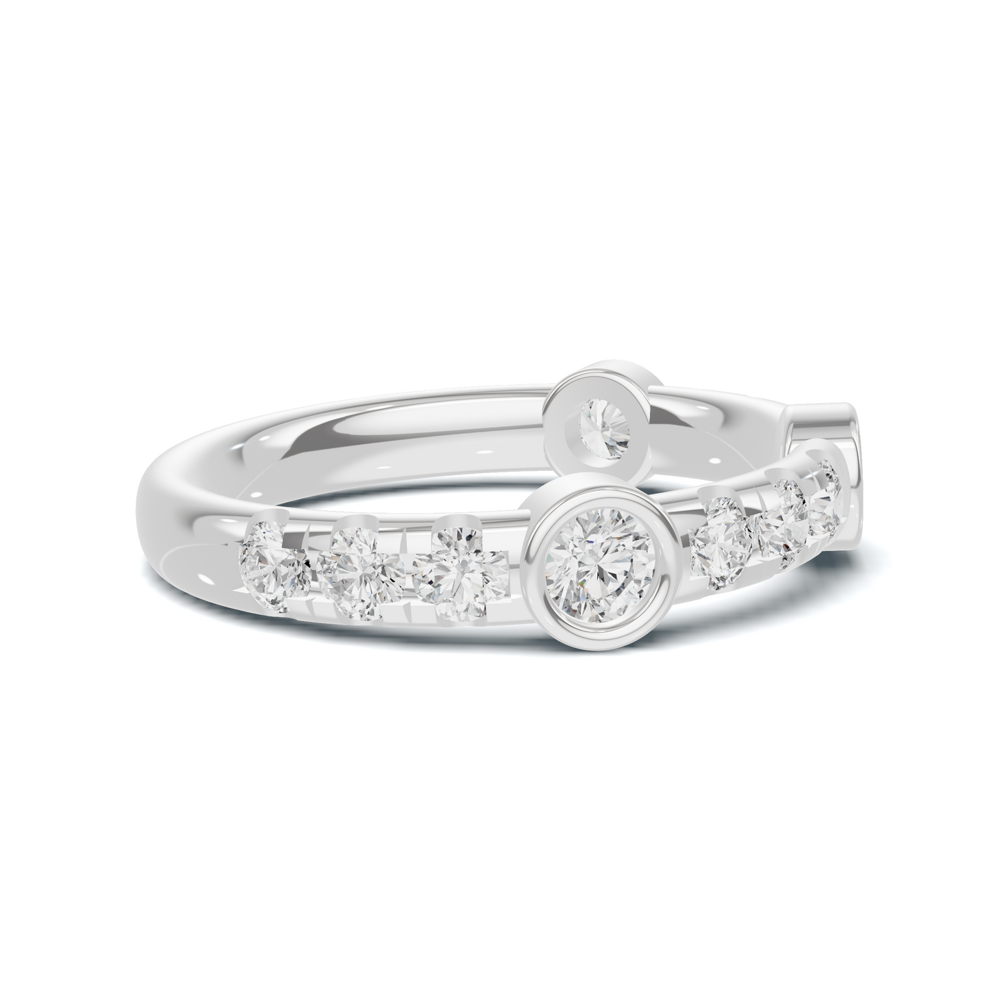 Exquisite Bezel Set Ring 14K White Gold