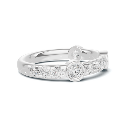 Exquisite Bezel Set Ring 14K White Gold